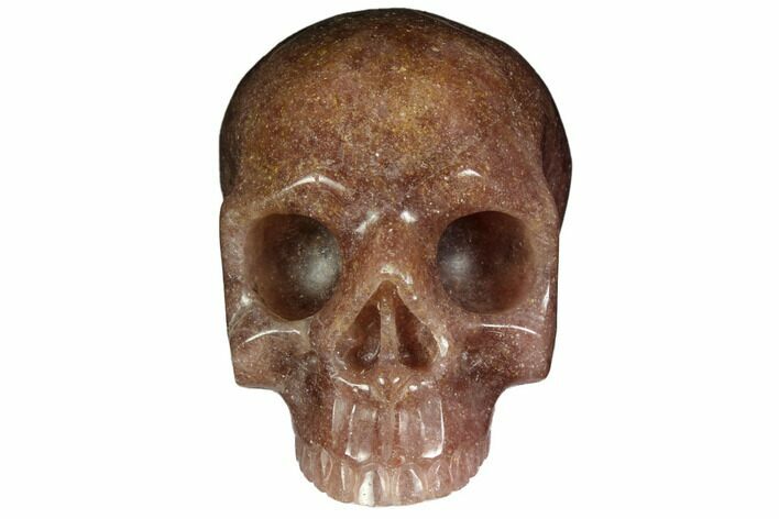 Realistic, Carved Strawberry Quartz Crystal Skull #150995